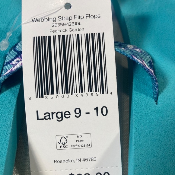 NWT Vera Bradley Webbing Strap Flip Flops, Peacock Garden, Size L (Women's 9/10) - Picture 3 of 8